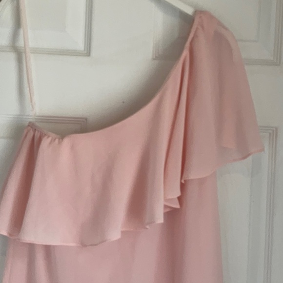 Naked Zebra pink peach chiffon like one shoulder mini dress. Fully lined sz S - Picture 2 of 11